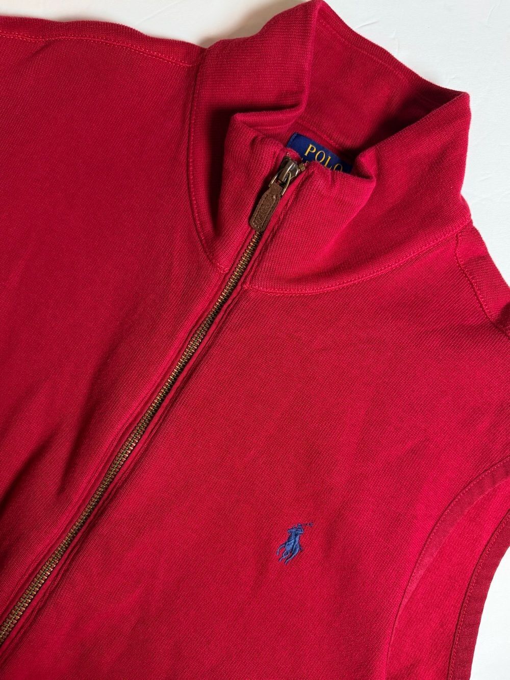 Polo Ralph Lauren Men’s Zip Front Sweater Vest XL Red Cotton Embroidered Pony